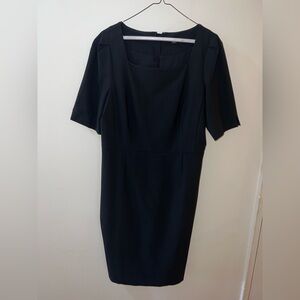 Ann Taylor Black Sheath Dress  Square Neck size 12